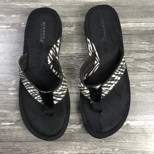 Sperry Monterey Flip Flop Black Zebra Sandals